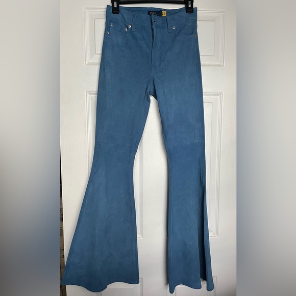 Lamb Suede Polo Ralph Lauren High Waist Flared Pants. New with tags. - Picture 3 of 6